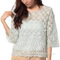 Ladies' hand crochet sweater, made of acrylic cotton, OEM & ODM orders Welcomed